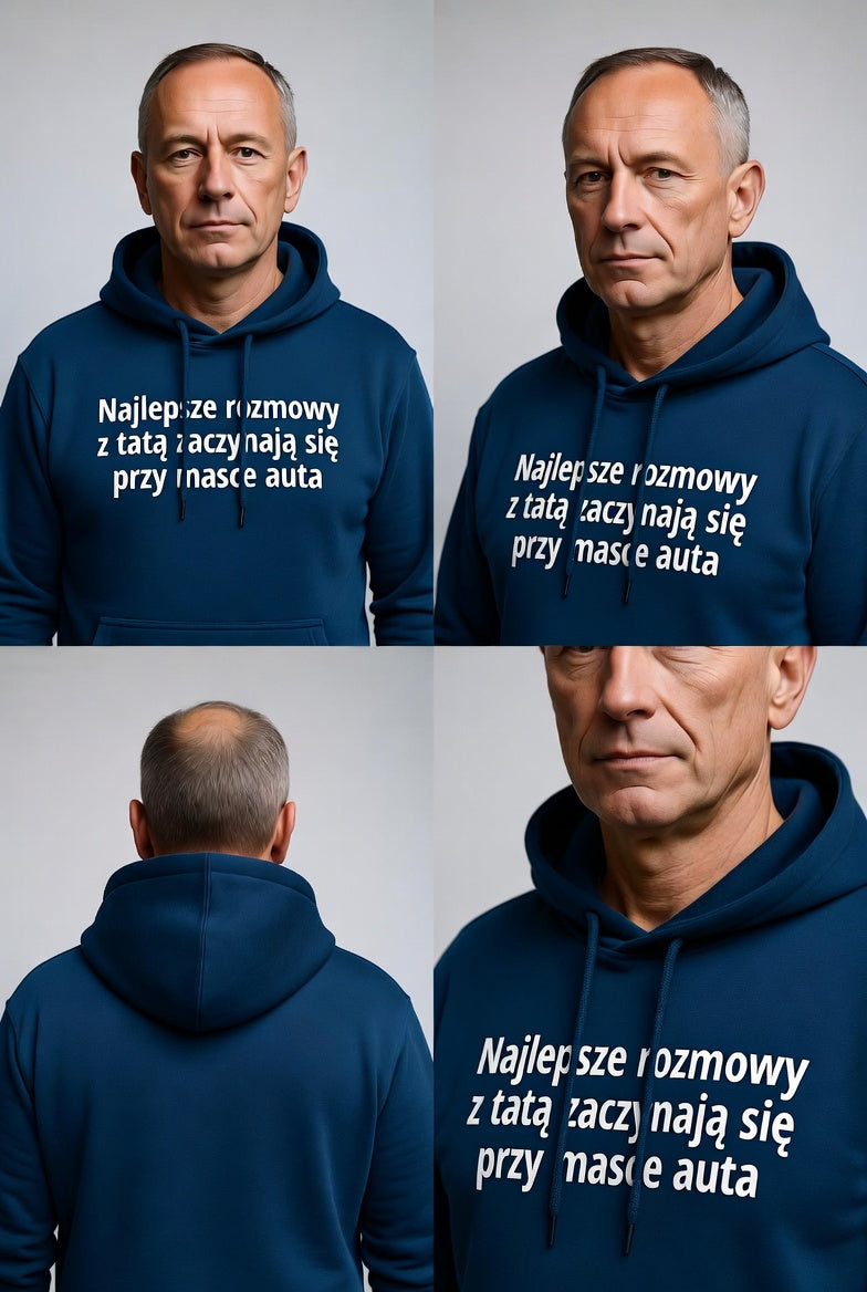 Bluza Hoodie Najlepsze Rozmowy z Tata Przy Masce Auta